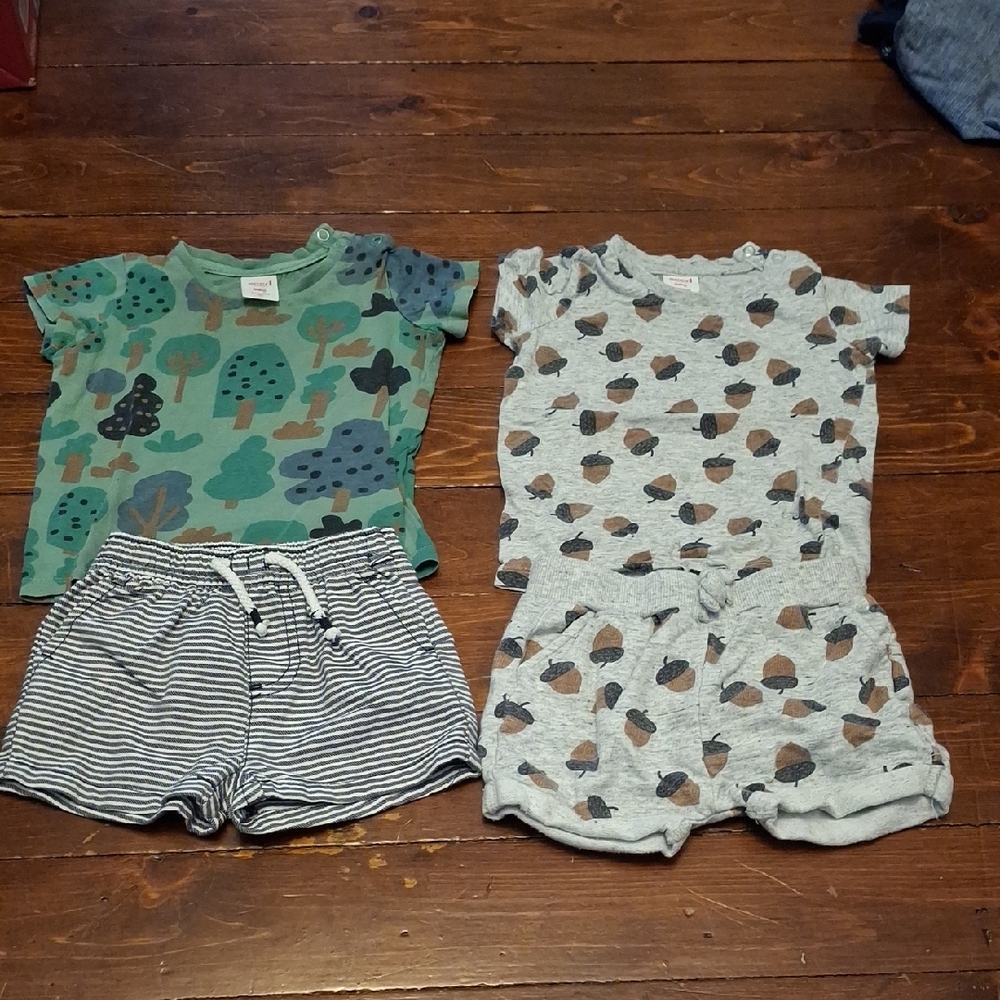 Kids Pajamas Set - Green and Gray Forest Theme